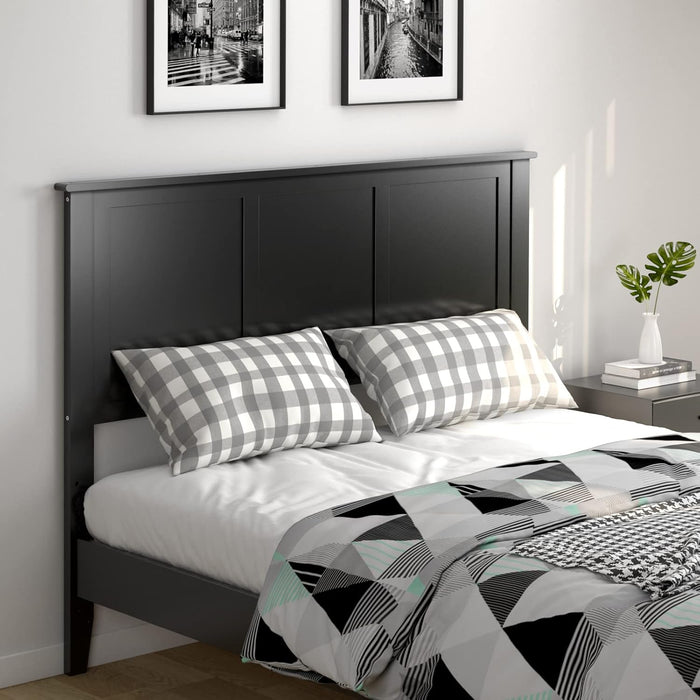 Flat Panel Headboard with Pre-Drilled Holes for Height Adjustment, Thickened Wooden Bed Backboard, Full Size, Black