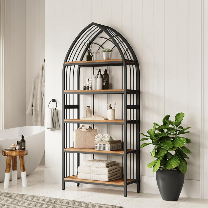 74.8" Tall Bookshelf, 5-Tier Heavy Duty Metal Rack, Large Load-Bearing Capacity, Versatile Shelf for Living Room, Kitchen, Bedroom, Bathroom, Study