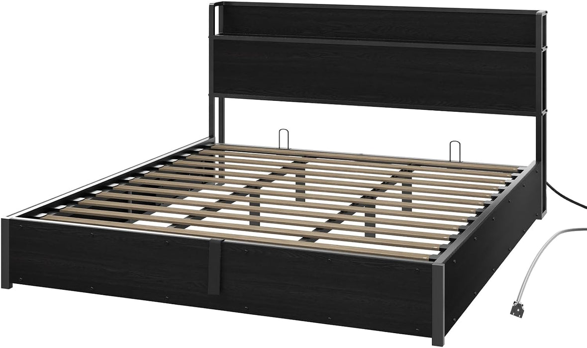King Size Lift up Storage Bed Frame with Charging Station