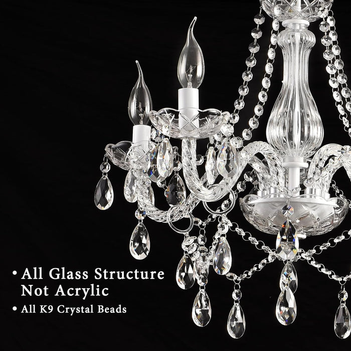 Plug In White Crystal Chandelier Pendant Illumination