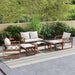 7 Pieces Patio Furniture Conversation Set, Wicker Acacia Wood Outdoor Cushioned Chairs Set with Ottomans, and 2 Tables, for Garden, Deck and Backyard