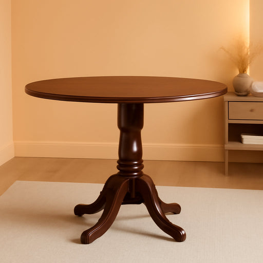 DLT-MAH-TP Dublin Dining Room Table - a round Solid Wood Table Top with Dropleaf & Pedestal Base, 42X42 Inch, Mahogany