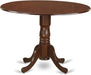 DLT-MAH-TP Dublin Dining Room Table - a round Solid Wood Table Top with Dropleaf & Pedestal Base, 42X42 Inch, Mahogany