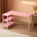 L Shaped Desk, 47 Inches Computer Desk with Reversible Storage Shelves, Gaming Desk, Corner Desk Home Office Desks, Writing Desk Study Desk with Metal Frame, Pink