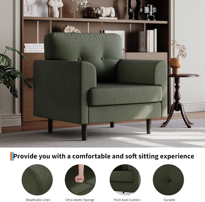 Sage Green Upholstered Contemporary Armchair 38 Inch