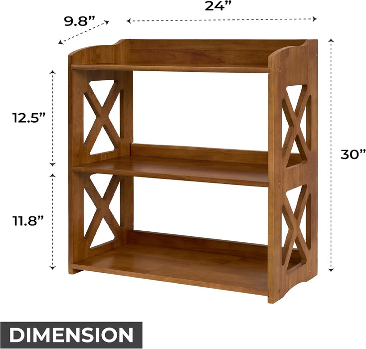 3 Tier Bookshelf, Narrow Bookshelf Wood Bookshelf Organizer, Small Bookcase Display Shelf, 3 Shelf Bookcase for Desktop, Office, Bedroom, Living Room (Brown, 3 Tier)