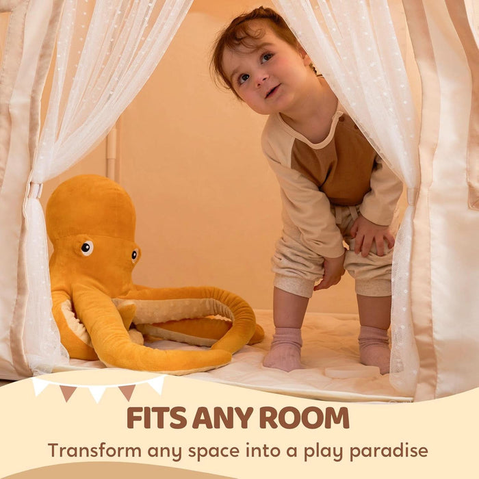 Play Tent for Kids,Indoor & Outdoor Tent with Blanket,Led Lights & Flags for Toddler,Spacious 51*35*52 Inch,Playhouse for Kids,Ideal Private Space for Reading & Play for Boys & Girls Age 3-7