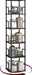 5-Tier Rotating Bookshelf, Freestanding Corner Bookshelf, 360° Spinning Bookcase, Industrial Style Storage Rack with Rails, for Living Room, Bedroom, Study, Black BKBK1601