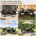 5-Piece Patio Furniture Set, Outdoor Rattan 4 Dining Chairs & Tempered Glass Table with Umbrella Hole, for Garden Backyard Deck Balcony, Brown/Beige
