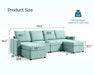 Modular Couches and Sofas Sectional with Storage, 6 Seat Sectional Sofa for Living Room, U Shaped Sectional Couch with Reversible Chaises, Teal