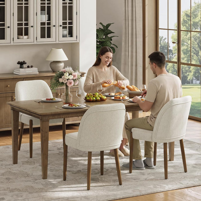 Barrel Modern Dining Chair, Upholstered Dining Chairs Set of 4, Beige