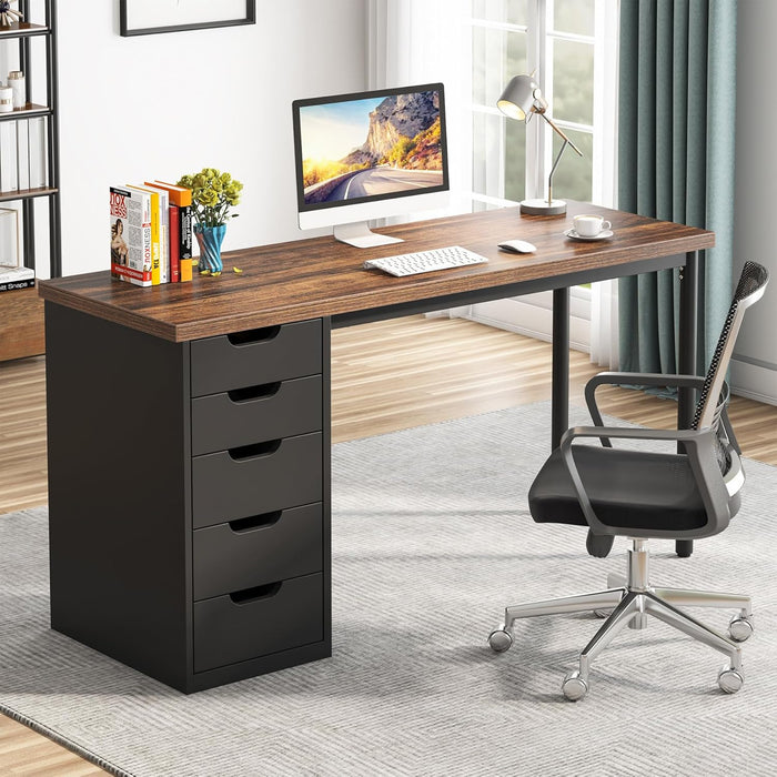 Industrial Rustic Brown FortySevenInch Computer Desk Storage