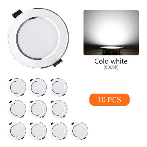 10Pcs/Lot LED Downlight 5W 9W 12W 15W Recessed Ceiling Lamp round LED Panel down Lights Spotlight for Living Room Lighting