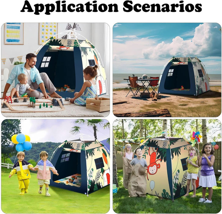 Outdoor Multi-Purpose Play House for Toddlers-Easy to Set up and Pop up Play Tent with Tunnel and Playhouse Kids Indoor Outdoor, Outdoor/Indoor Kid'S Pop up Play House, Gift for Toddlers(Monkey)