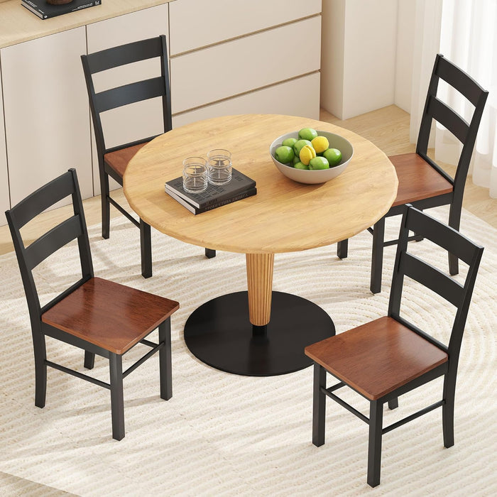 Dining Chairs, Set of 2 Farmhouse Kitchen & Dining Room Chairs with Open Back, Rubber Wood Seating for Living Room and Dining Room, Black