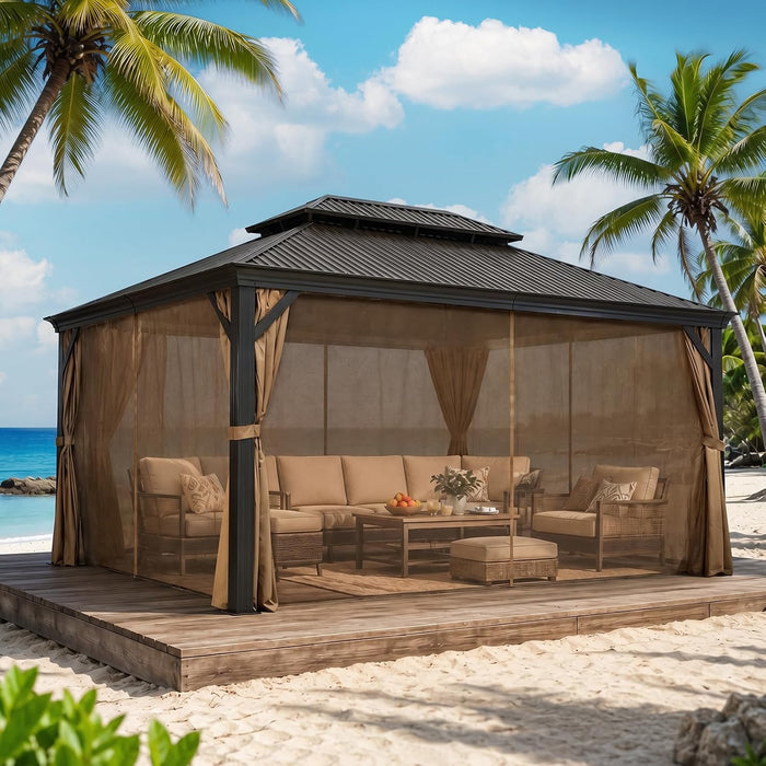 12x16 Hardtop Gazebo With Drainage System Weatherproof