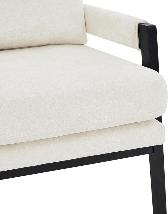 Kelly Mid-Century Modern Chenille Upholstered Accent Armchair, White