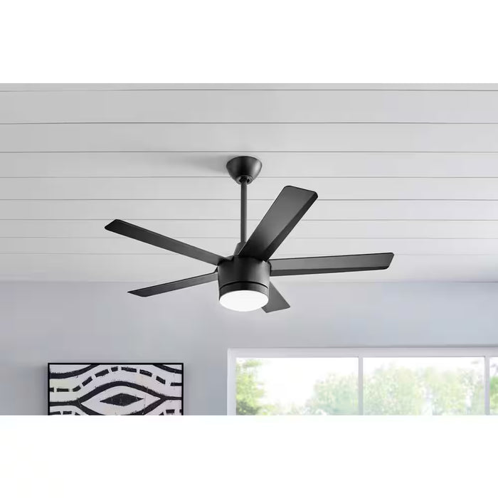 Merwry 48 In. Integrated LED Indoor Matte Black Ceiling Fan with Light Kit and Remote Control