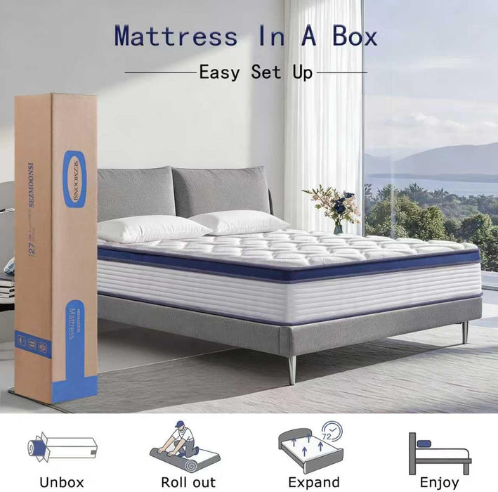 King Mattress 12 Inch, Hybrid King Size Mattress with Memory Foam & Pocket Springs, Certipur-Us Certified, Medium Firm, Motion Isolation, King Bed Mattress in a Box for Pressure Relief