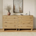 6 Drawer Dresser, 63In Wood Dresser for Bedroom, Oak Dresser Drawer