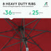 9FT Outdoor Patio Umbrella, Market Umbrella, Red
