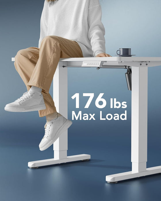 Electric Small Standing Desk, 35" X 20" Whole Piece Desktop, Adjustable Height Computer Desk, 4 Height Memory Settings, Sit Stand up Desk for Home Office, White