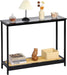 Bamboo Narrow Console Table, 39.4"(L) Wood Small Entryway Table with Rattan and Glass, Accent Slim Hallway Tables, Thin Sofa Side Tables for Hallway, Living Room, Bedroom, Foyer, Black