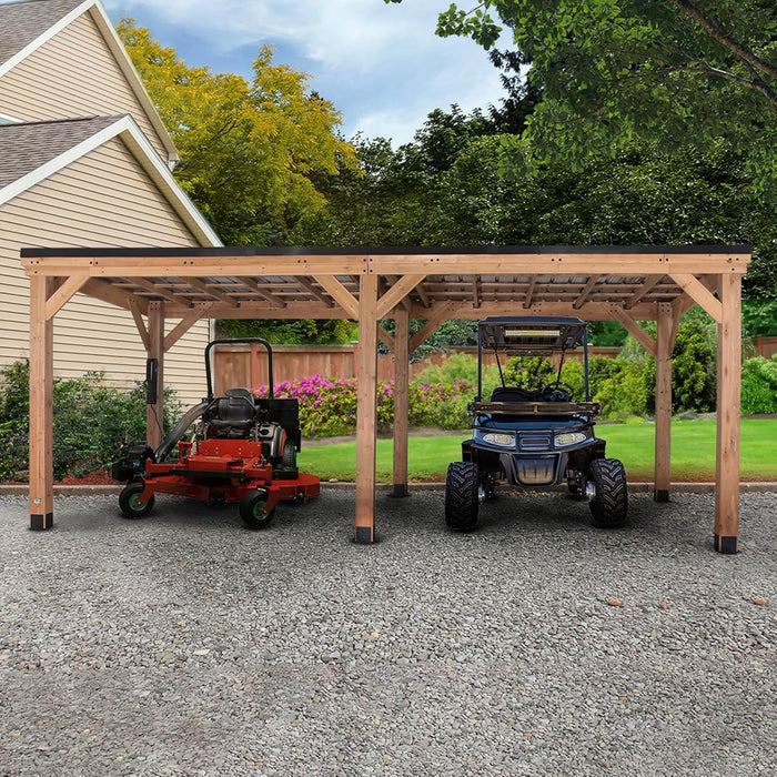 Arcadia 20 Ft. X 9.5 Ft. All Cedar Wooden Gazebo Pavilion with Hard Top Steel Slant Roof