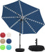 88 LED 10 FT Solar Patio Umbrella with Base, Navy
