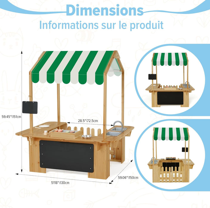 Kids Outdoor Playhouse, Mud Kitchen, BBQ Toys,Outdoor Playsets, Ideal Role Play Toy Gift for Toddlers and Kids Ages 3-8 (Yellow)