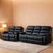 Faux Leather Manual Recliner Sofa Set, Loveseat Reclining Sofa and 3 Seat Recliner Sofa, Couch Set for Living Room, Bedroom, Meeting Room, Black(Loveseat+Sofa)