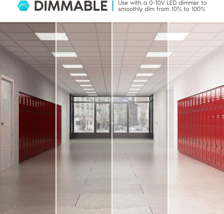 2X4 FT LED Light Flat Panel, 40/50/60W, Color Temperature Selectable 3K | 4K | 5K, Dimmable Recessed Drop Ceiling Lights, 5000/6250/7500 Lumens, Lay in Fixture for Office, 120-277V, UL DLC(6 Pack)