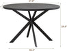47.2 Inch round Dining Table for 4, Farmhouse Wood Kitchen Table, Circle Dinner Table for Kitchen & Dining Room, Black