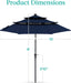 Best Choice Products 10Ft 3-Tier Solar Patio Umbrella, Outdoor Market Sun Shade for Backyard, Deck, Poolside W/ 24 LED Lights, Tilt Adjustment, Easy Crank, 8 Ribs - Navy Blue