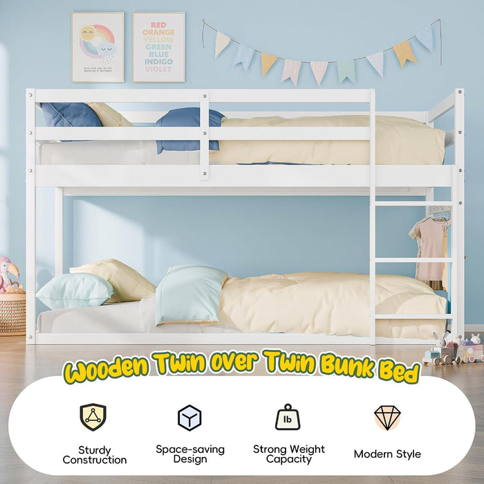 BrilliantWhite Twin Over Twin Elegant SolidWood Bed