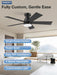 42In Smart Ceiling Fans with Lights Remote,Control via Voice Alexa App,Quiet DC Motor,Flush Mount Low Profile Ceiling Fan for Modern Bedroom,Patio,Outdoor Indoor,Black&Brown,6 Speed,Dimmable,5 Blade