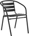 Aluminum Slat Back Stacking Outdoor Restaurant Chairs, Modern Stackable Patio Chairs for Restaurants, Set of 4, Black