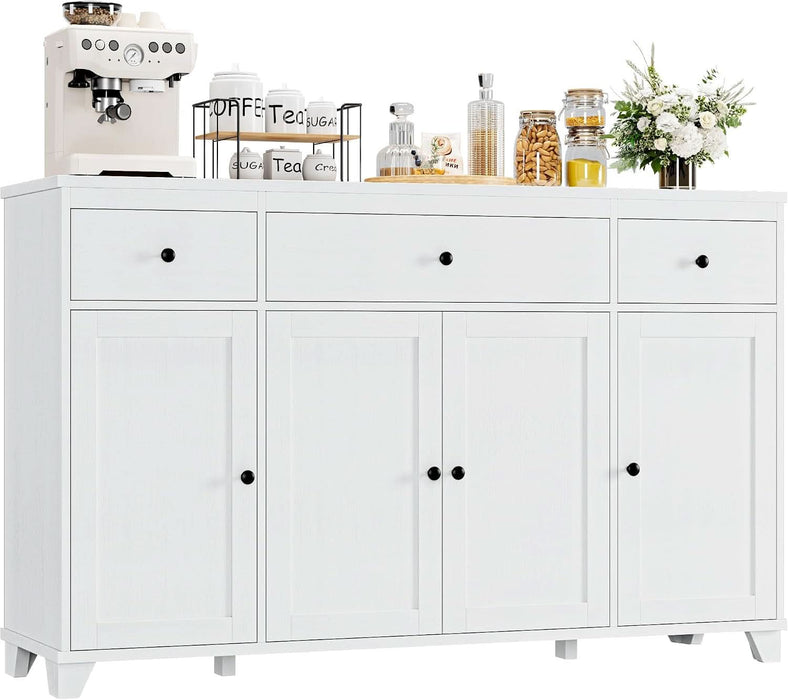 55" Kitchen Buffet Cabinet with Storage, Sideboard with Drawer, White