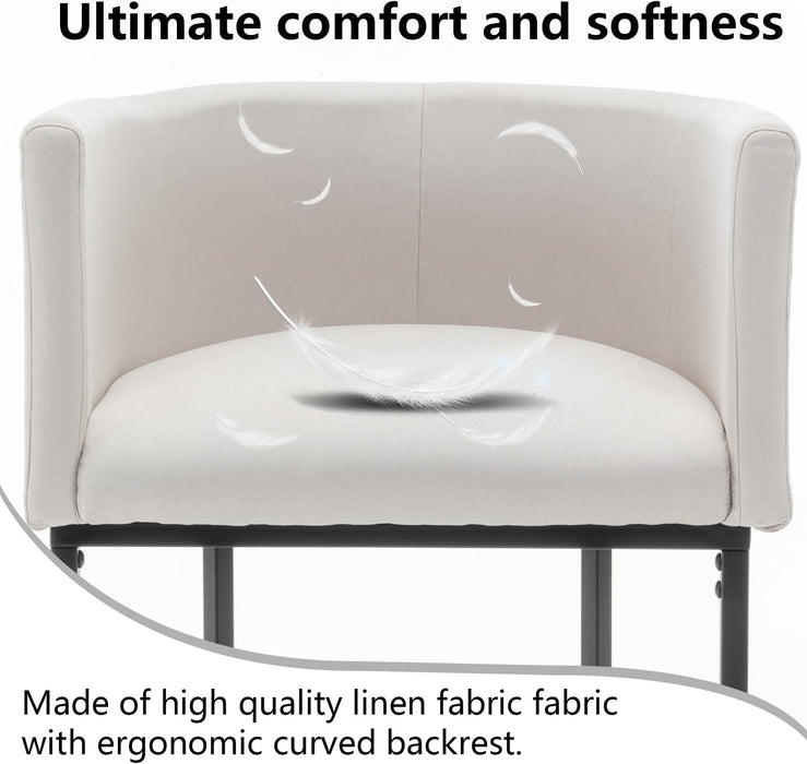 Counter Height Bar Stools Set of 4, 25" Modern Barstools with Backrest, Barrel Counter Stools with Metal Frames, Linen Fabric Upholstered Bar Stool for Kitchen Island, Pub (Beige)