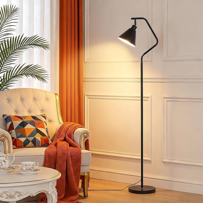 Vintage Floor Lamp for Bedroom,Adjustable-Iron Shade,12W Led Bulb