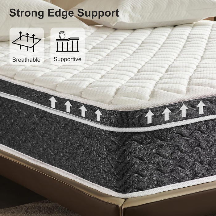 Queen Mattress 12 Inch Hybrid Mattress Queen Size - Memory Foam & Individually Pocket Coils Springs | Pressure Relief | Motion Isolation, Edge Support | Certipur-Us Certified | Medium Firm