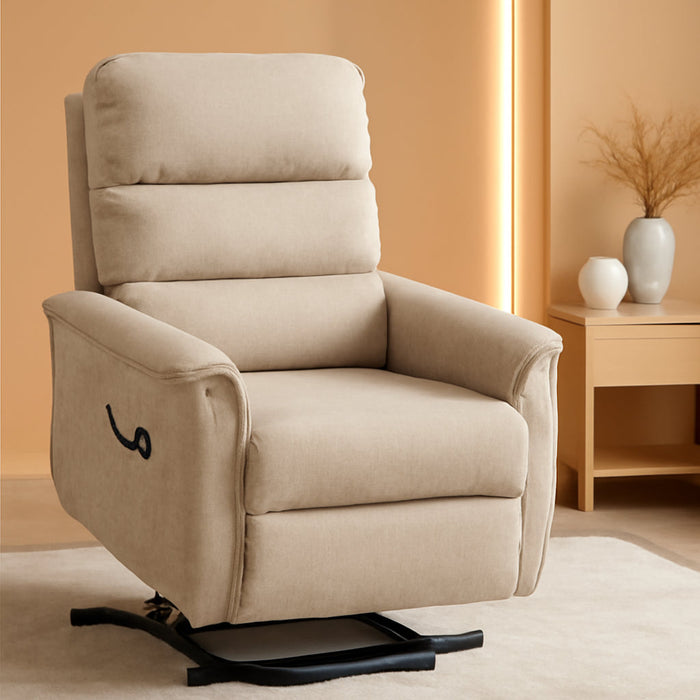 Power Lift Recliner Chair for Elderly, Easy Assembly, Fabric Lift Chair for Adults, Recliner Sofa with Remote Control, Side Pockets for Living Room, Beige