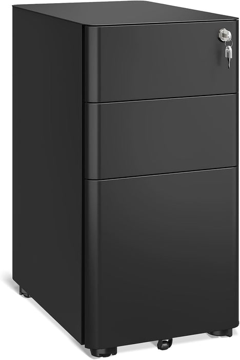 Locking 3-Drawer Rolling File Cabinet