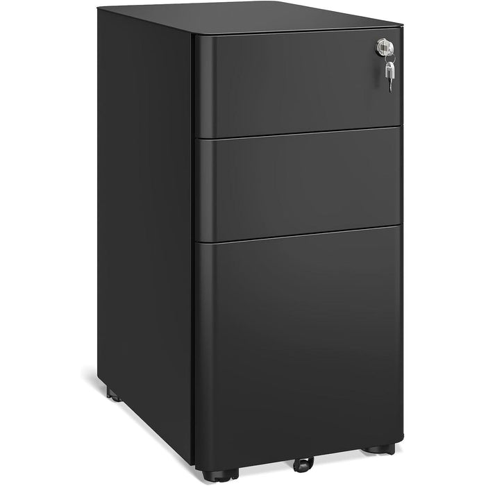 Locking 3-Drawer Rolling File Cabinet