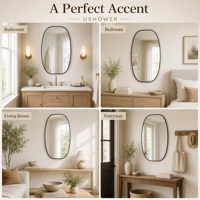 Black Oval Bathroom Mirrors 30X48 Inch
