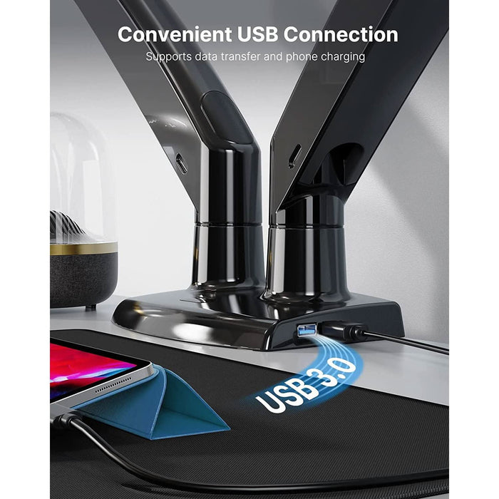 Dual Monitor Stand with USB, Height Adjustable
