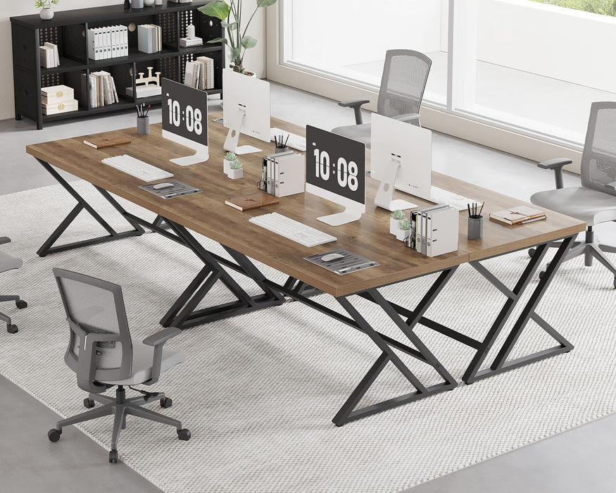 55 Inch Modern Computer Office Desk Metal Wood Writing Desks Rustic Oak