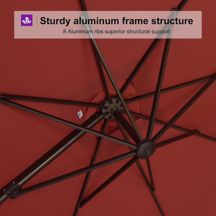 Patio Umbrella 9' X 9' Wind-Resistant Bronze, Brick Red