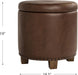 Home Decor | Upholstered round Storage Ottoman with Nailheads| Ottoman with Storage for Living Room & Bedroom, Brown Faux Leather