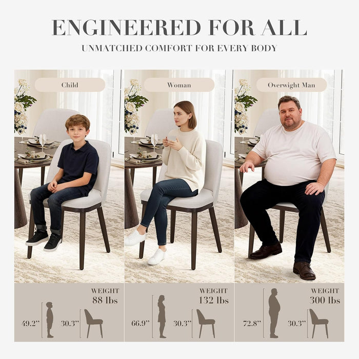 Upholstered Dining Chairs Set of 4, Modern Kitchen Chairs with Back, Fabric Side Dining Room Chairs with Wood Legs for Kitchen Dining Room Restaurant, Beige
